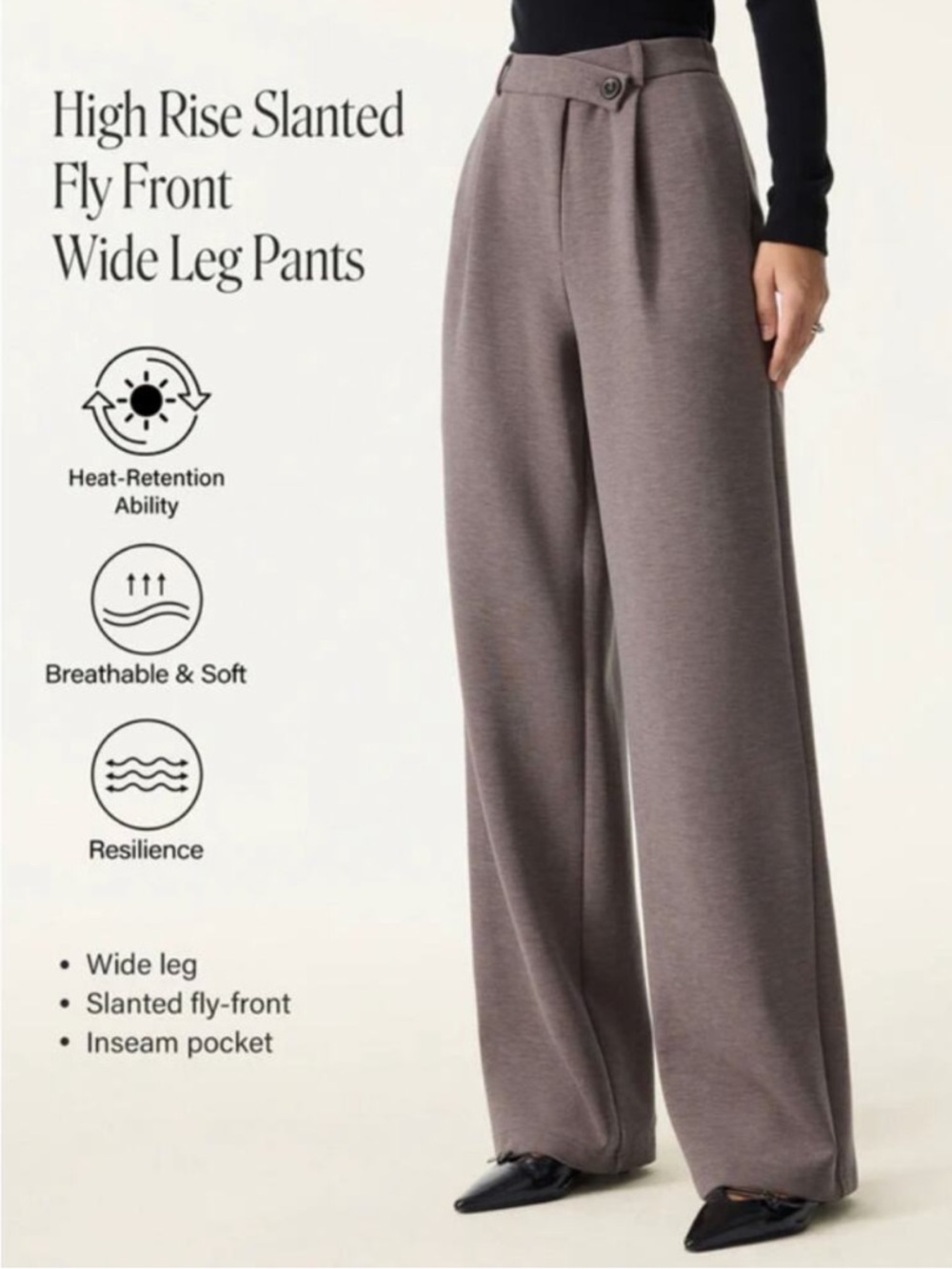 OGL Wide-Leg Trousers in Taupe - Picture 3 of 11
